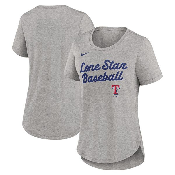 Женская футболка heather gray texas rangers script tri-blend Nike