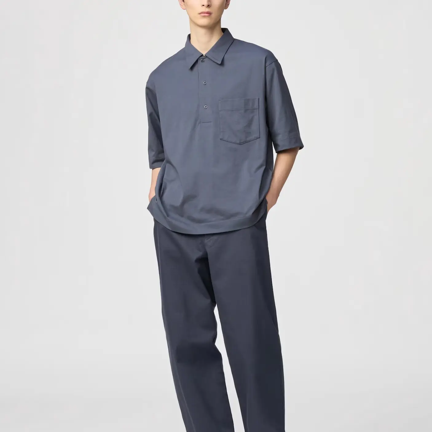 Поло U Collection SS25 мужское серое UNIQLO, серый — фото 4