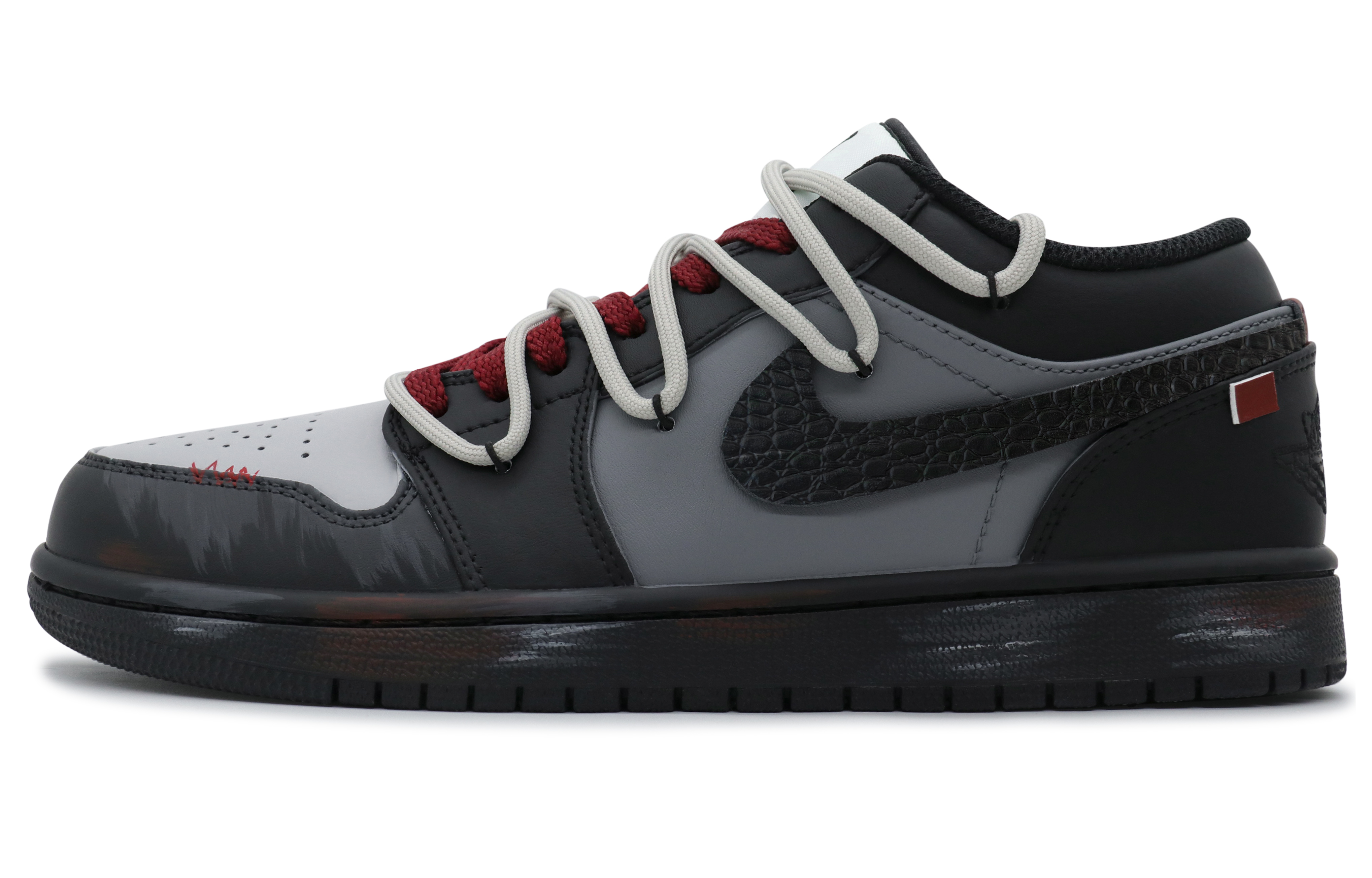 

Jordan Баскетбольные кроссовки Air 1 Auspicious Lucky Snake с низким верхом и антискользящей подошвой, мужские, черно-серые