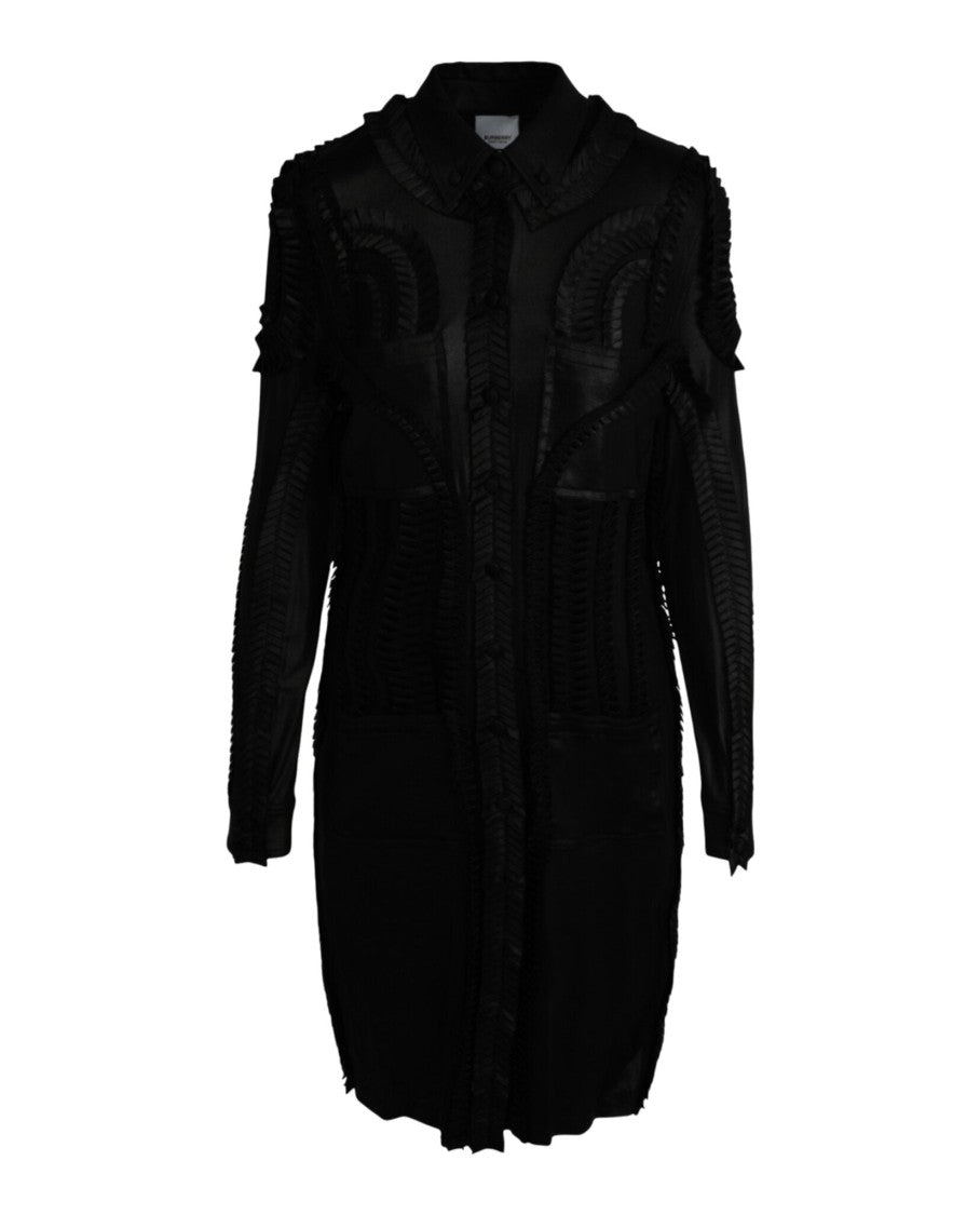 

Плиссированное платье-рубашка из стрейч-джерси Burberry, черный