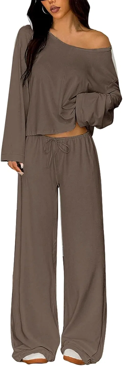 Комплект из свитера и широких брюк, Oversized, Camel