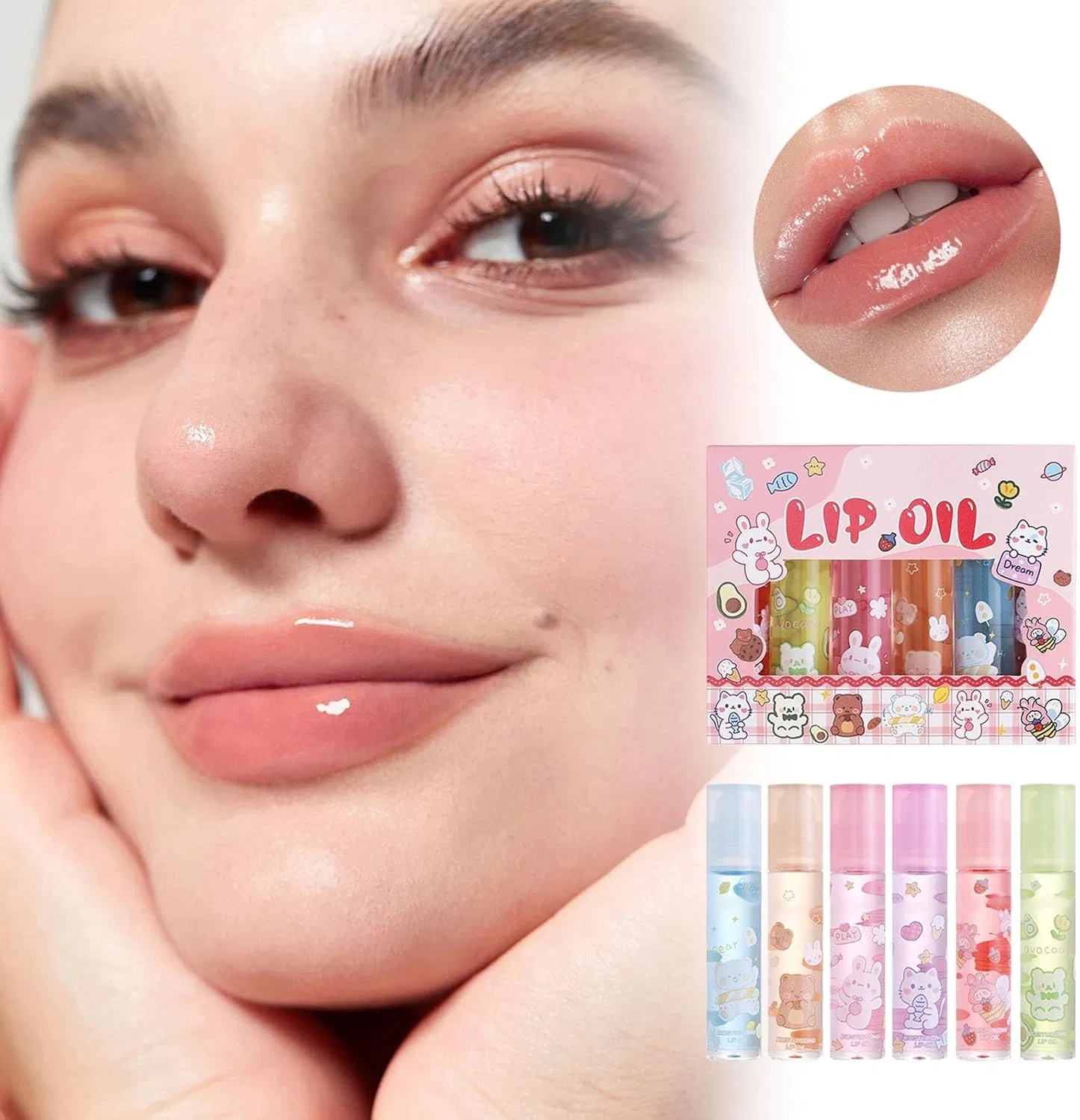 Набор блесков для губ Roll On 6 шт Fruit Flavored Generic розовый — фото 2