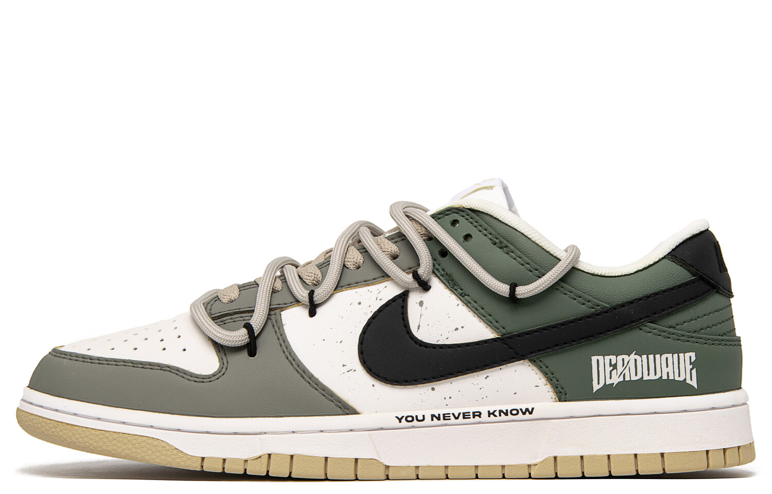 

Кроссовки Nike Dunk Skateboarding Shoes Men Low-top White/Brown/Green, хаки