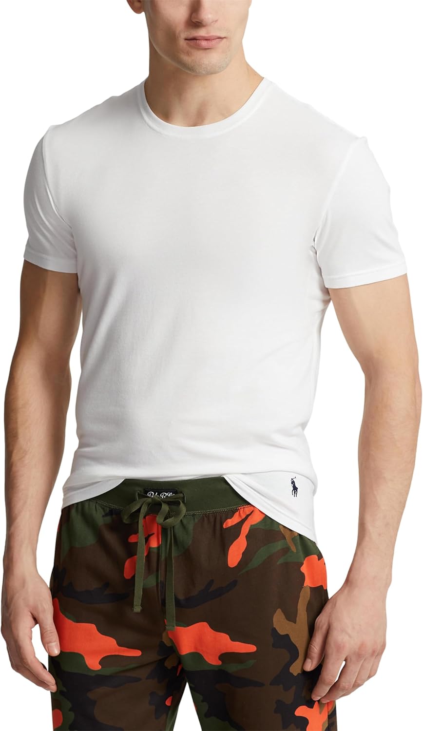 Мужские майки POLO RALPH LAUREN 4D Flex Cooling Ventilation из хлопка и модала, 3 шт., White/Cruise Navy - 3 Pack — фото 2