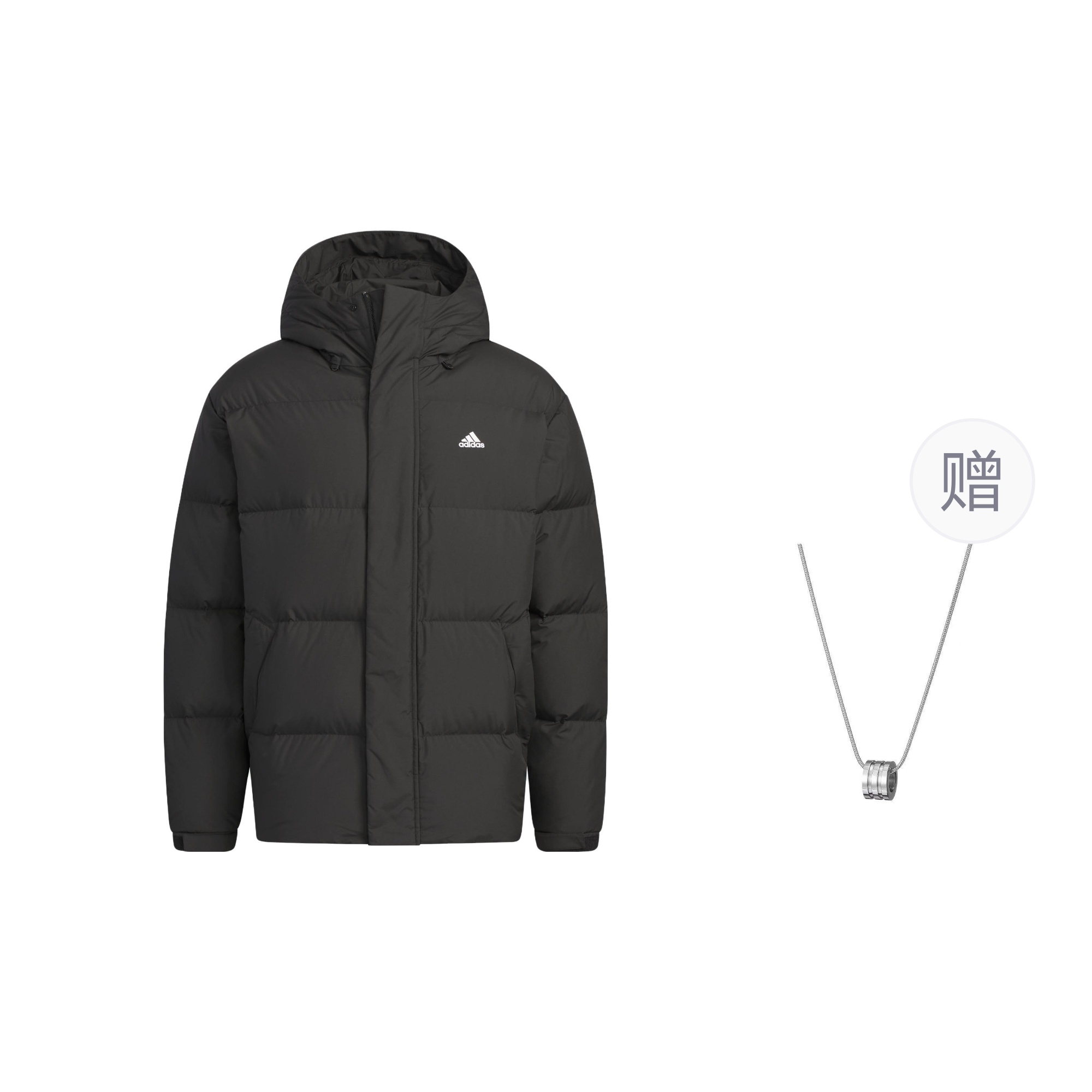

Куртка Adidas Puffy Daily Down + колье, черный