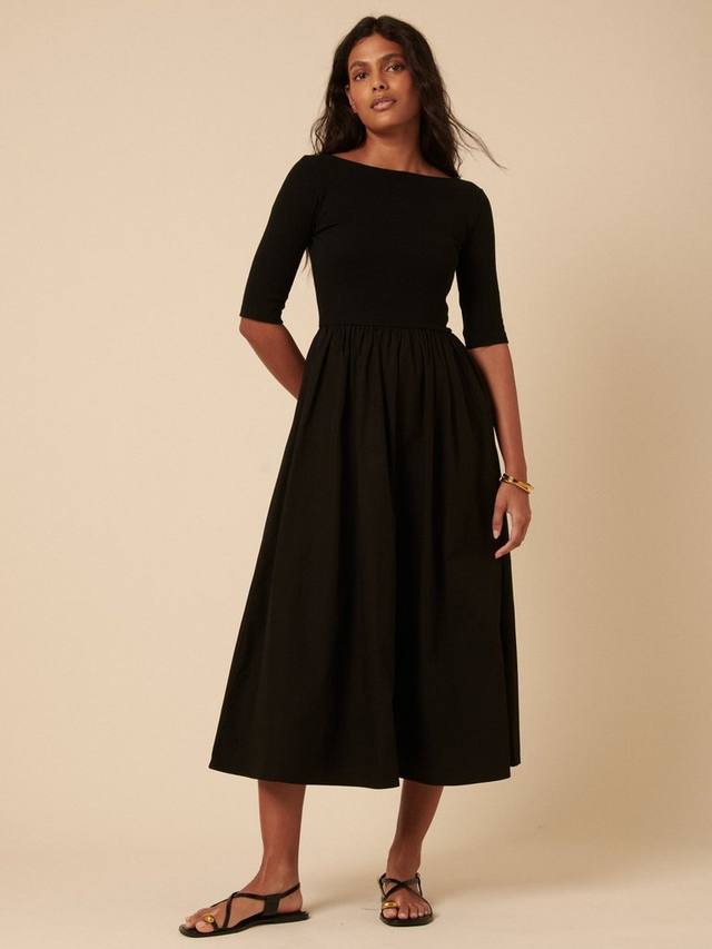 

Короткое платье миди из хлопка с круглым вырезом на спине Nobody's Child, Black