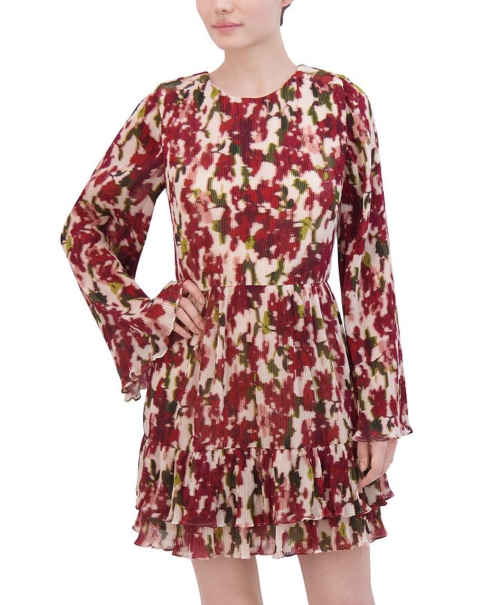 

Мини-платье с длинными рукавами BCBGMAXAZRIA, мультиколор