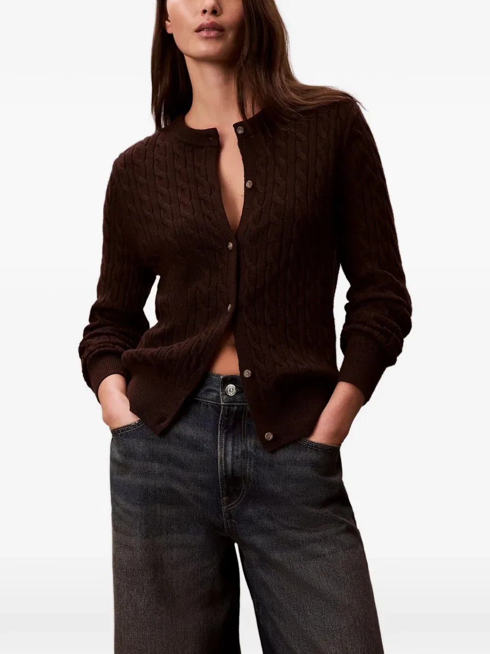 Кардиган крупной вязки Calvin Klein, коричневый