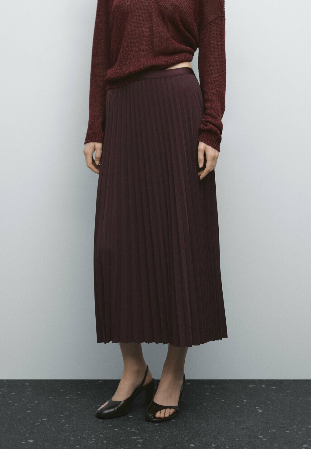 

Юбка плиссированная Massimo Dutti, винно-красный