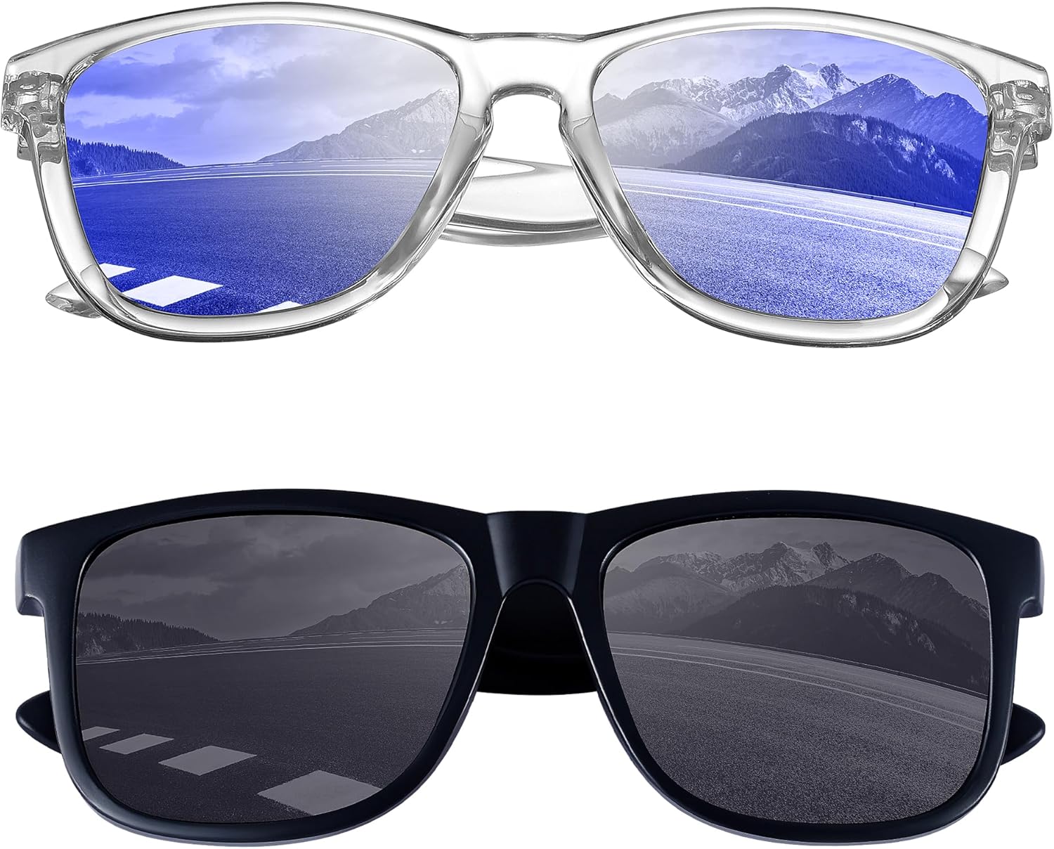 

Классические поляризованные солнцезащитные очки KesaPlan для женщин и мужчин, модные ретро-солнцезащитные очки для женщин и мужчин для вождения, защита от УФ-излучения, 2 Pack Purple Mirrored + Matte Black