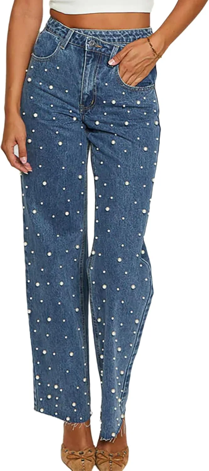 

Женские джинсы Vintage Pearl с прямыми штанинами и высокой посадкой TACSTRUN