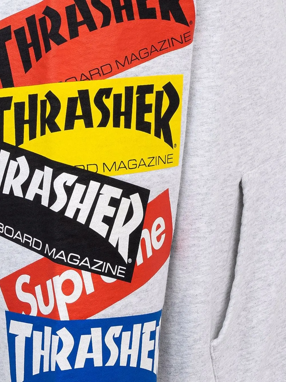 Худи Thrasher на молнии с логотипом Supreme, серый — фото 3