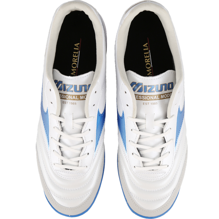 Амортизирующие футбольные бутсы унисекс бело-синие Mizuno — фото 4