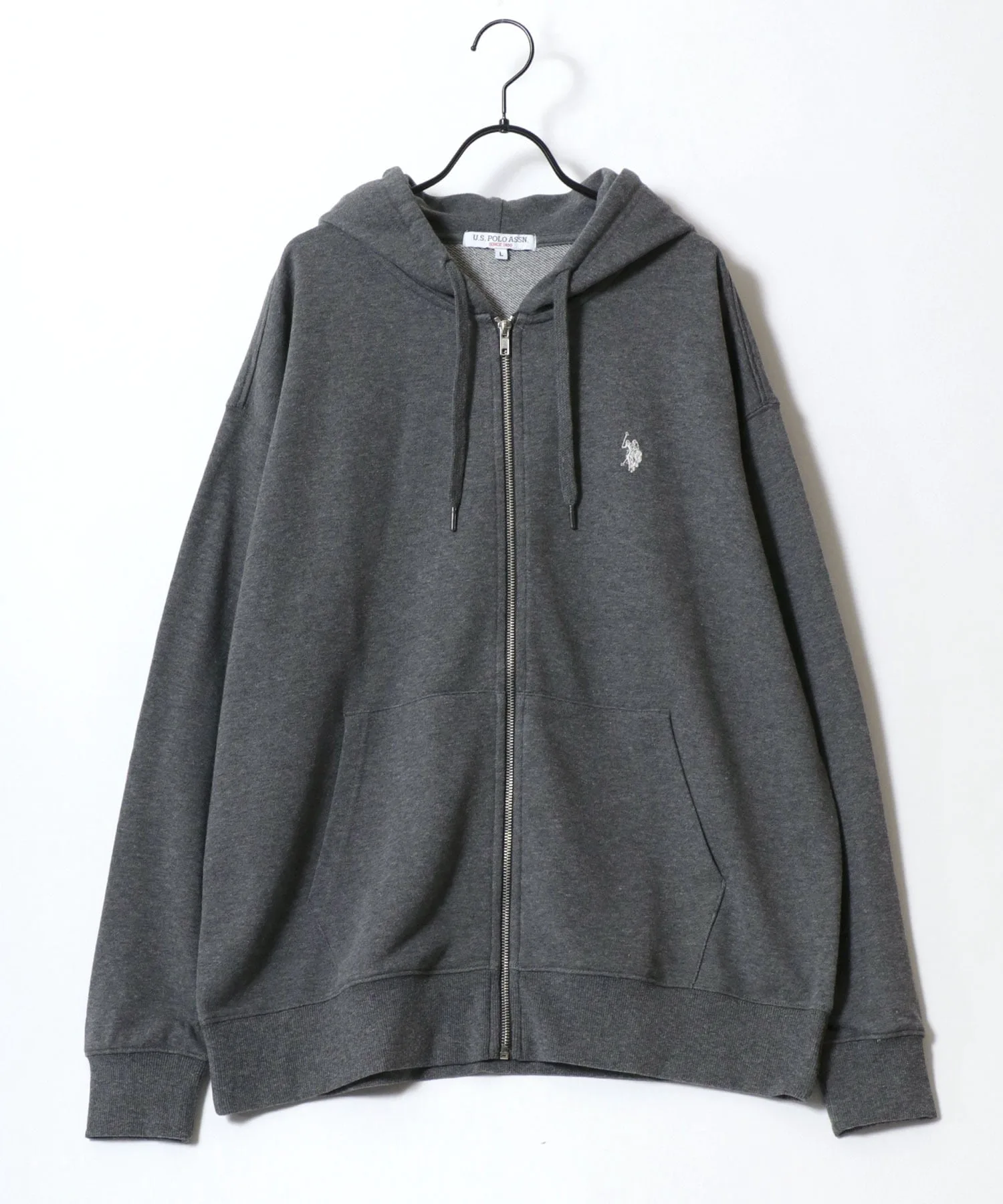 Мужская флисовая толстовка на молнии, производства US POLO ASSN. U.S. Polo Assn., Charcoal Gray — фото 3