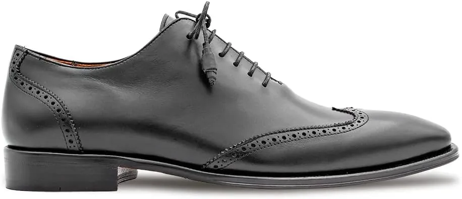 Mezlan Patina Calf Wing Tip Oxford - Men’s Hand-Burnished Patina Calfskin Brogue Shoe with Full Leather Sole - Handmade in Spain, черный