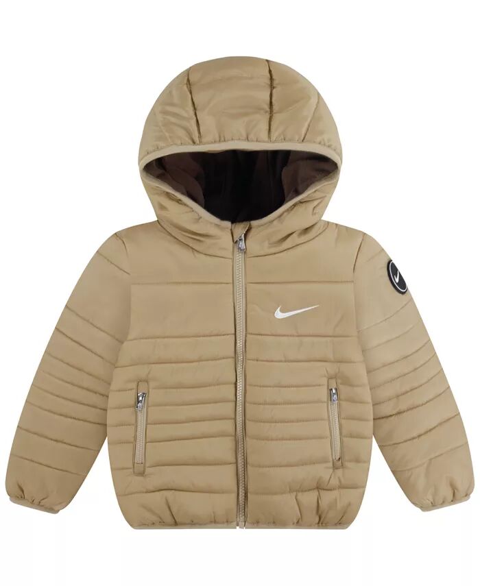 

Стеганая куртка с капюшоном для малышей-мальчиков Nike, коричневый/бежевый