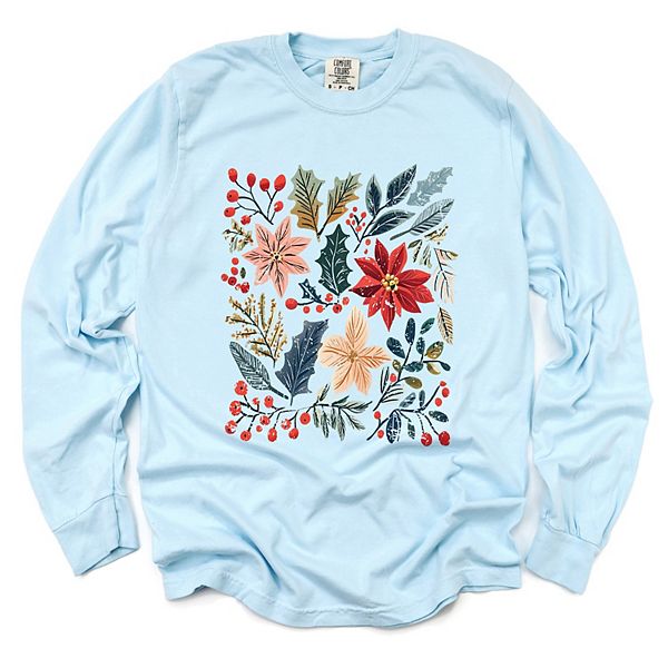 

Футболка с длинным рукавом Christmas flowers and berries distressed Simply Sage Market, Chambray, Зеленый, Футболка с длинным рукавом Christmas flowers and berries distressed Simply Sage Market, Chambray