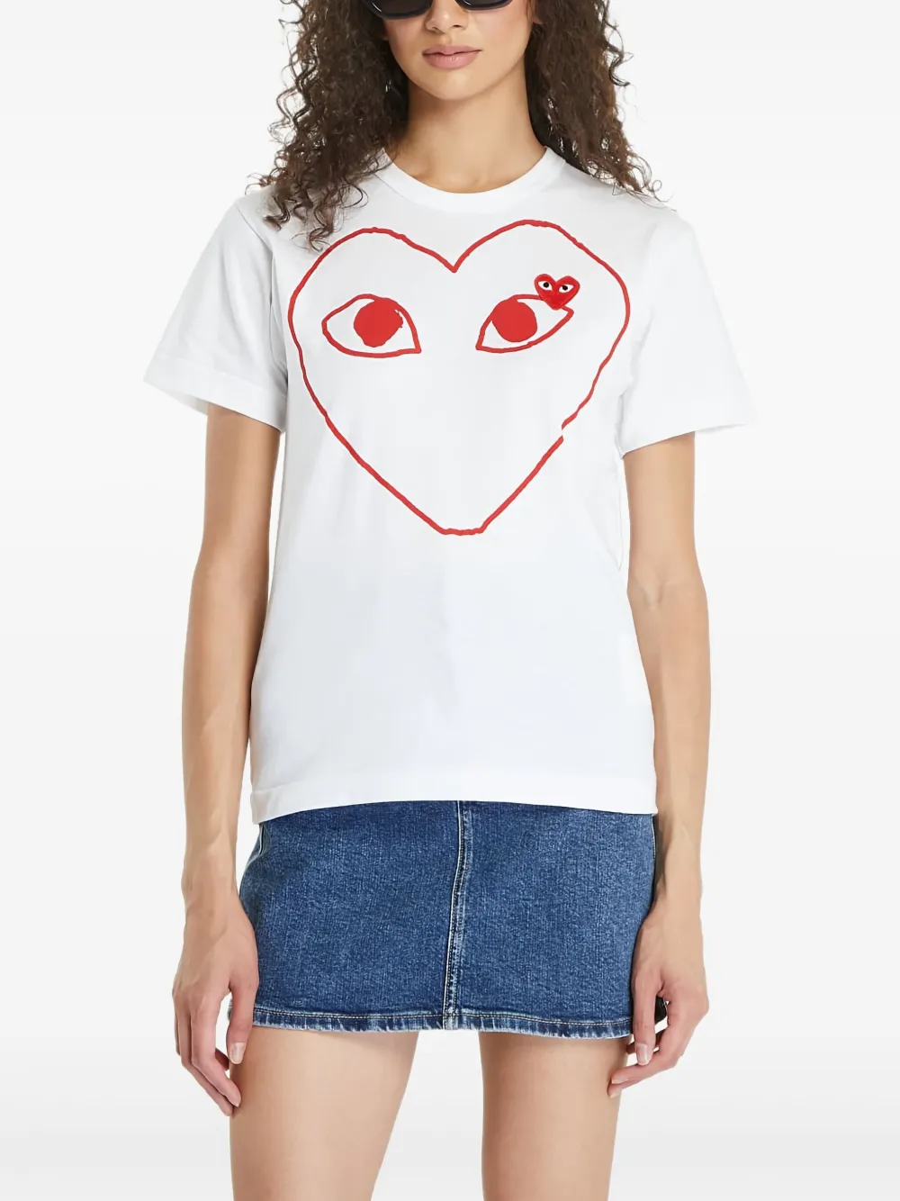 Футболка с принтом Heart Comme Des Garçons Play, белый — фото 4