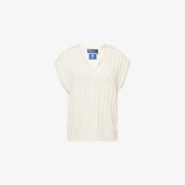 

Поло Ralph Lauren x Уимблдон вязаный жилет с V-образным вырезом из смесового кашемира Polo Ralph Lauren, белый