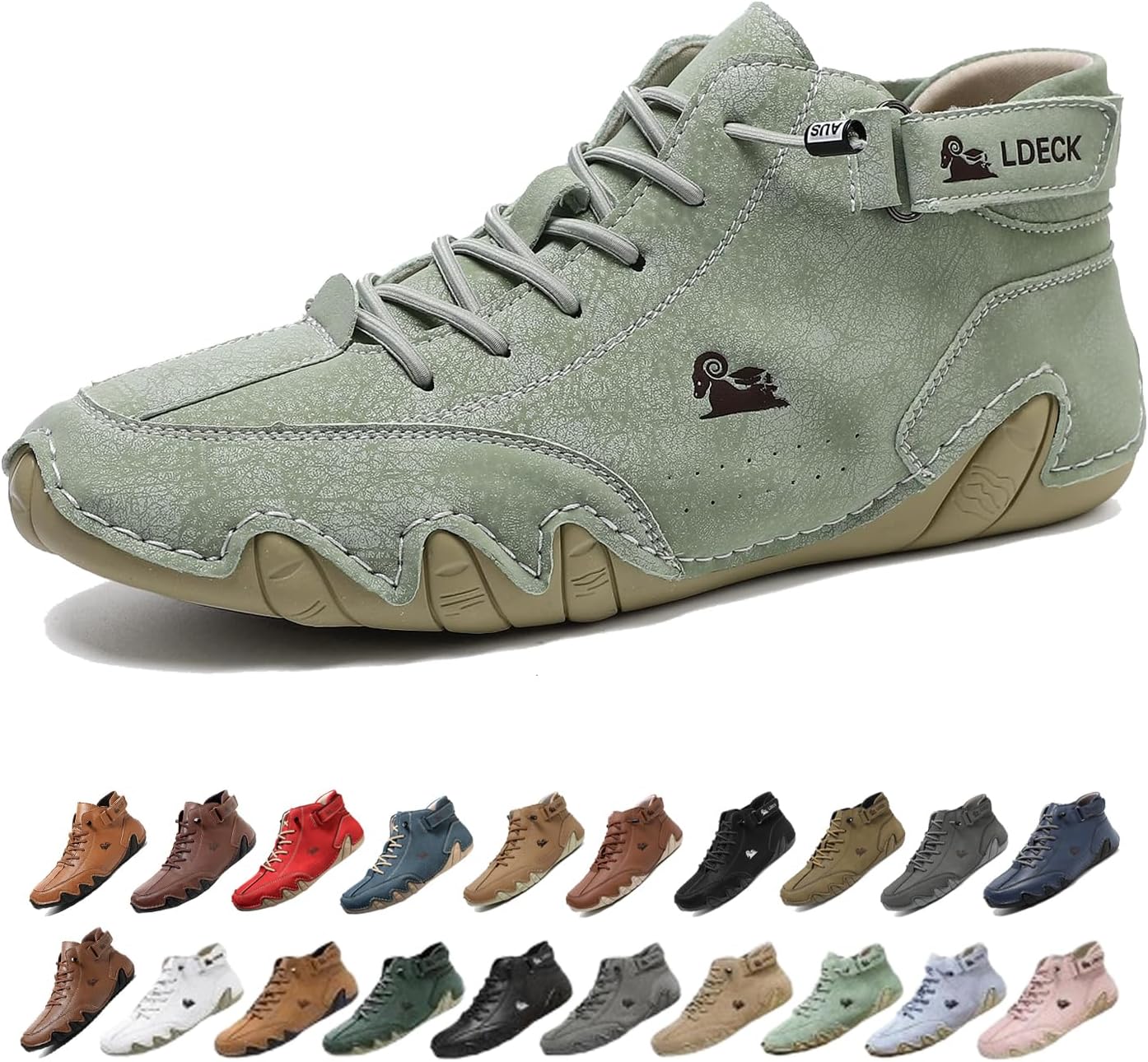 

Мужские водонепроницаемые дышащие высокие ботинки-чукка ручной работы, нескользящие, для походов, вождения, кемпинга, легкие босоножки на все сезоны Generic, зеленый