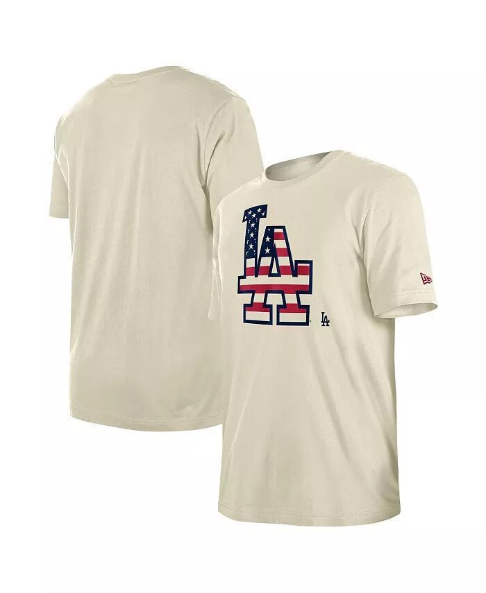 

Мужская кремовая футболка Los Angeles Dodgers с принтом флага 4 июля New Era