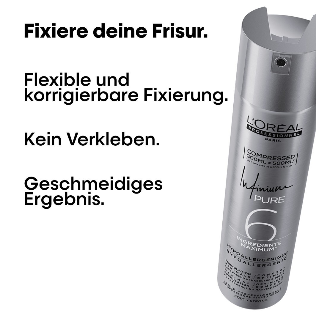 Лак для волос infinium pure strong L Oreal Professionnel Paris, объем 300 мл — фото 2