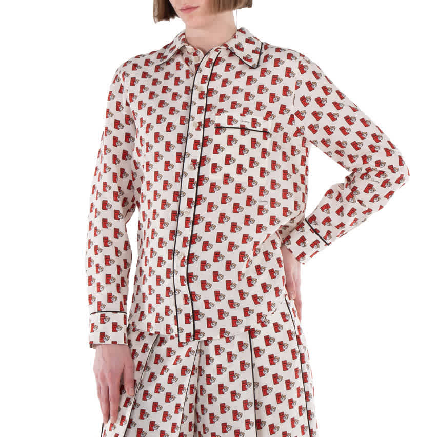 

Burberry Postbox Шелковая рубашка, Chalk Ip Pattern