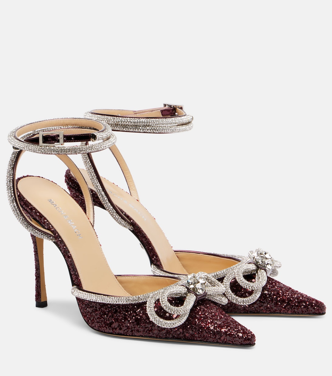 Туфли-лодочки Double Bow 110 с декором Mach & Mach, Bordeaux