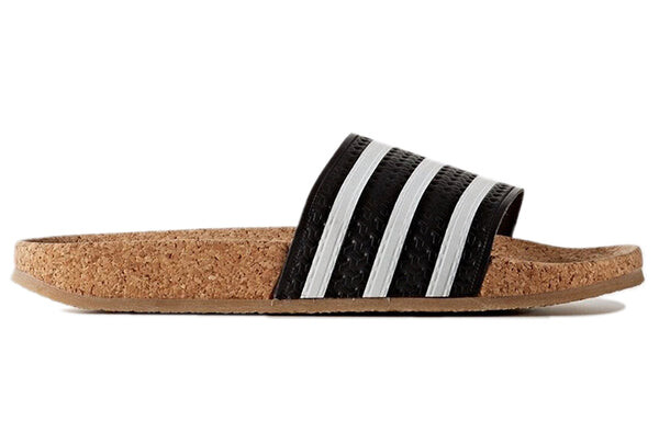 Тапочки originals adilette cork slippers black/white Adidas, черный — фото 2