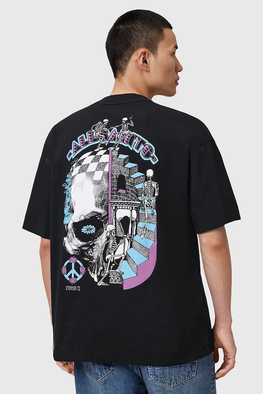 

Хлопковая футболка REINCARNATE Allsaints, черный