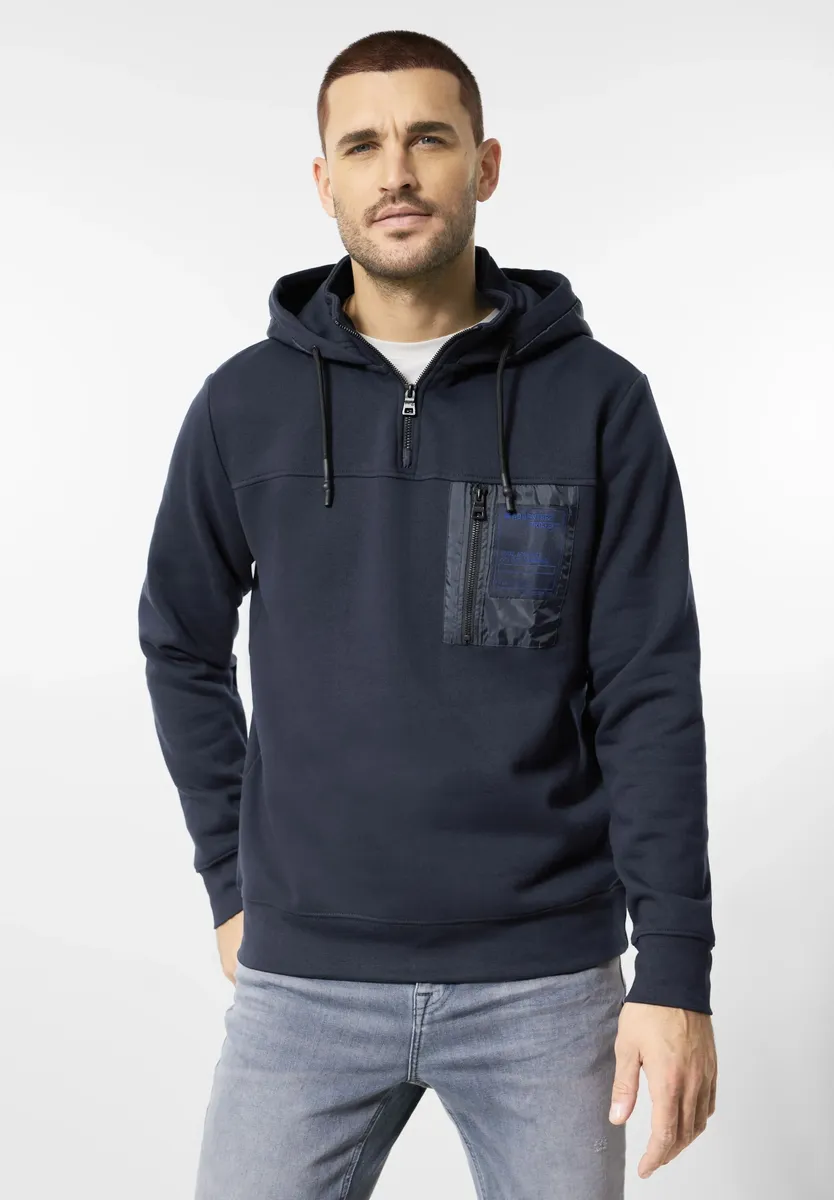 

STREET ONE MEN толстовка с капюшоном, однотонная, синий