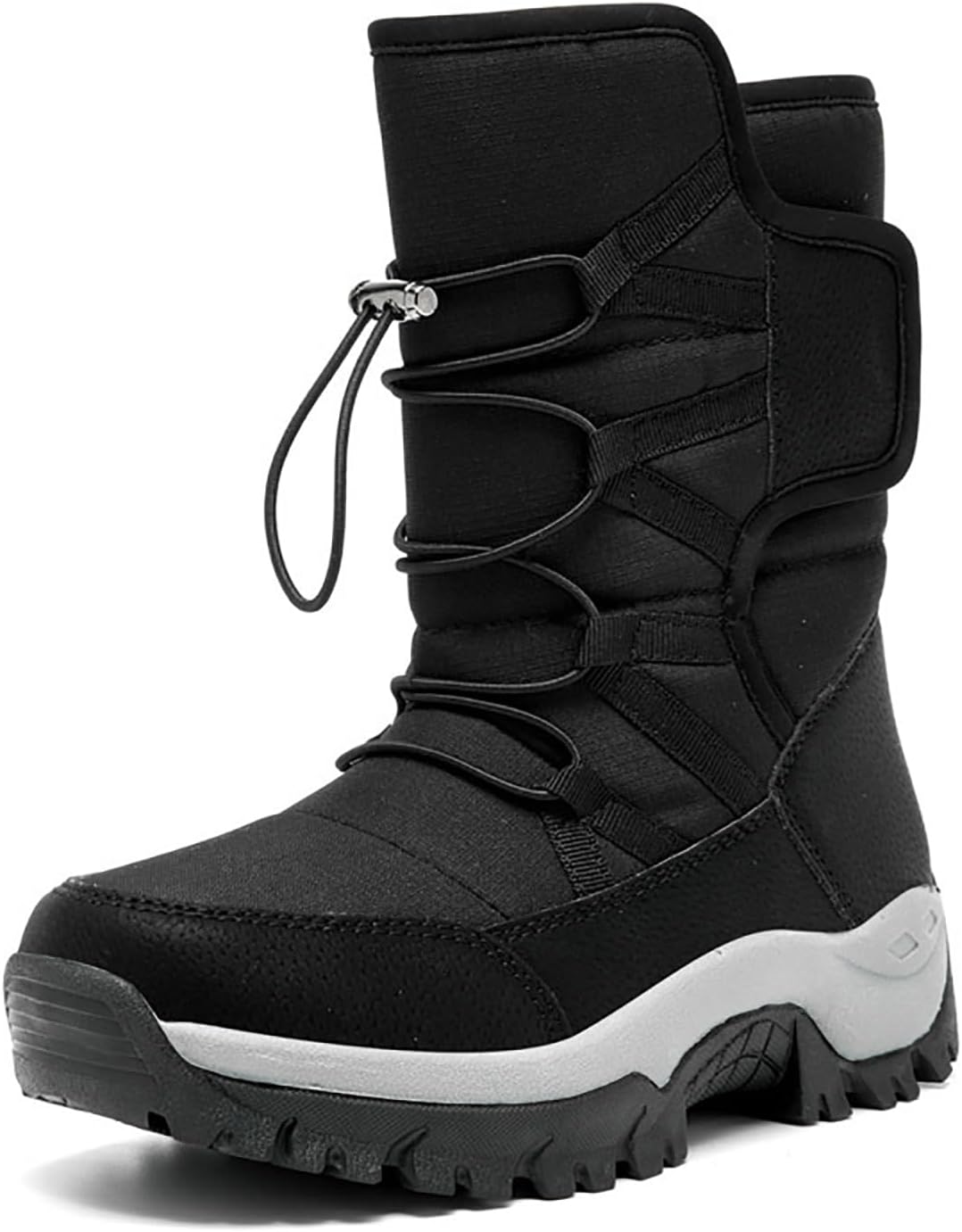 

Мужские водонепроницаемые ботинки на шнуровке и застежке-слипоне, средние по голени, с утеплителем из меха, для прогулок на открытом воздухе, нескользящие, походные ботинки для ходьбы и восхождений, зимние ботинки Faglkak, черный