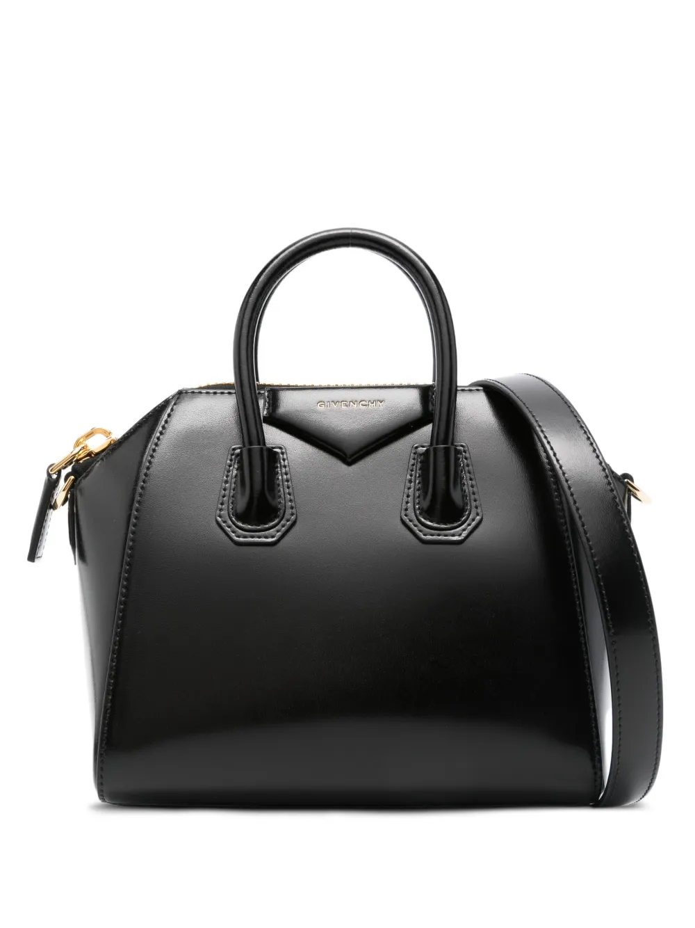 

Мини-сумка-шоппер Antigona из лакированной кожи с верхней ручкой Givenchy, черный