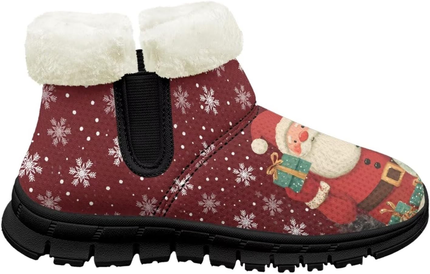 

Детские ботинки на щиколотку для девочек, противоскользящие зимние ботинки для бега, с утепленной подкладкой, на мягкой подошве Pointodoor, Christmas Snowflake Santa Snowman