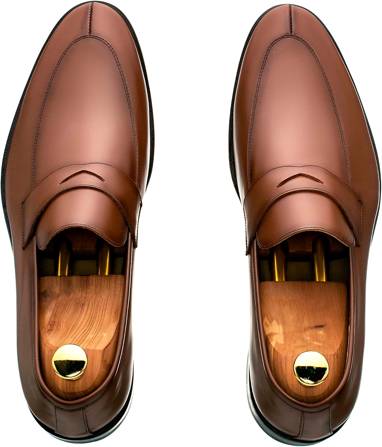 Классические кожаные туфли-лоферы ADOLFO TURRION, Whiskey Brown — фото 4