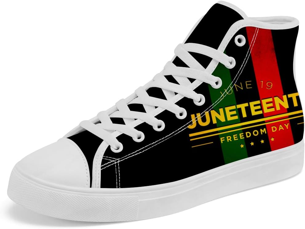 

Кеды Chebing Juneteenth High Top черного цвета, обувь из канвы с высокой шнуровкой, повседневная обувь, подарок для мужчин и женщин на Месяц истории чернокожих