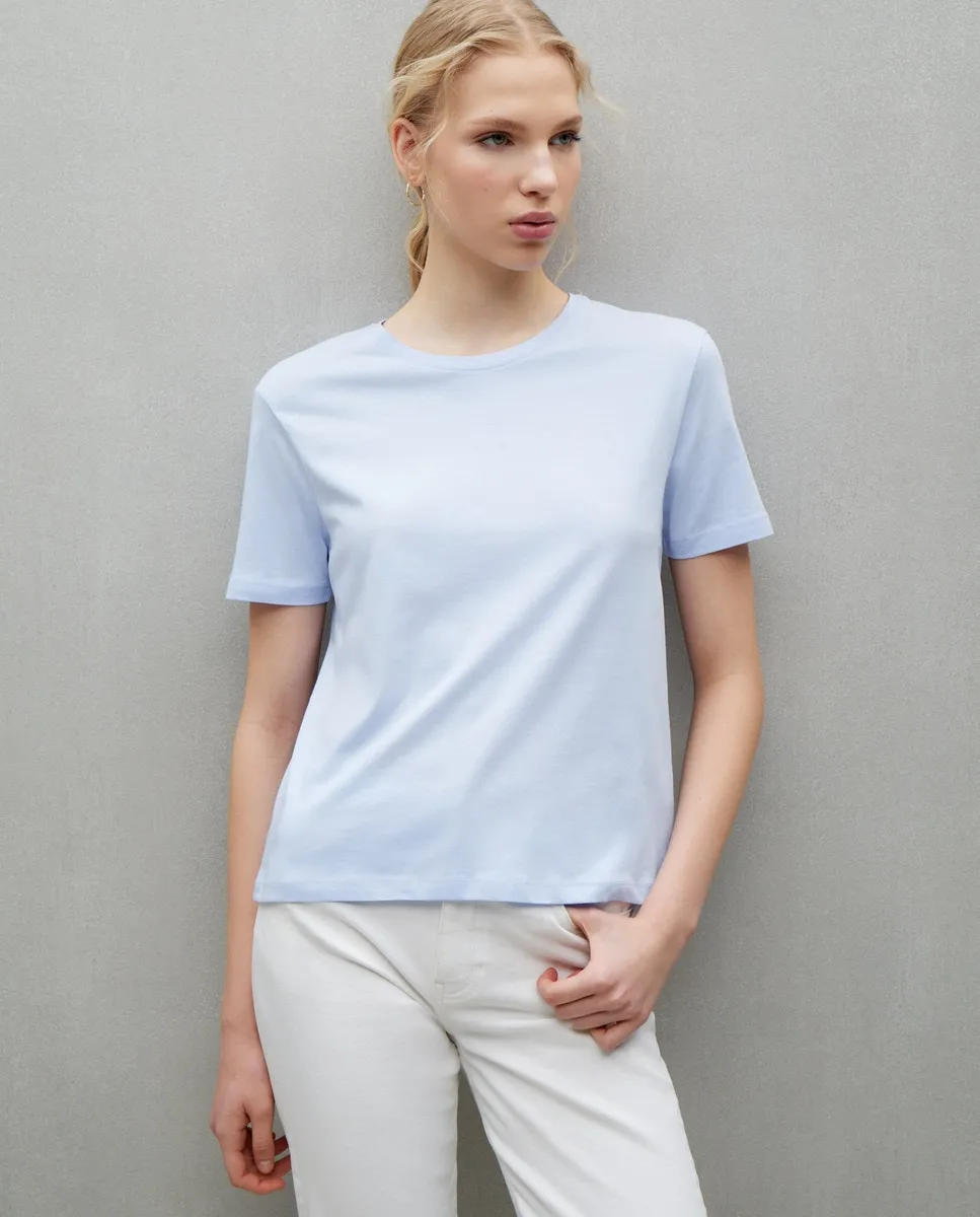 

Женская однотонная футболка с коротким рукавом Easy Wear, голубой