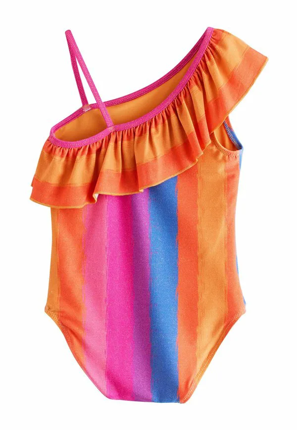 Купальник стандартного кроя с одним открытым плечом Next, Multi Glitter Stripe — фото 2