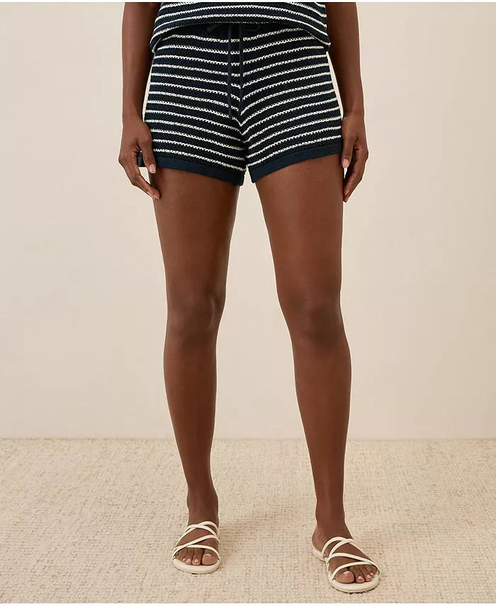 

Женские пляжные льняные шорты крючком Pact, синий