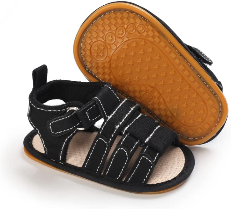

Сандалии Meckior для малышей, мальчиков и девочек, новорожденные, с нескользящей мягкой резиновой подошвой, открытым носком, для улицы, повседневные летние шаги, черный