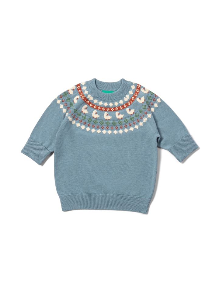 

Органический вязаный свитер Фэйрайл синего цвета Little Green Radicals