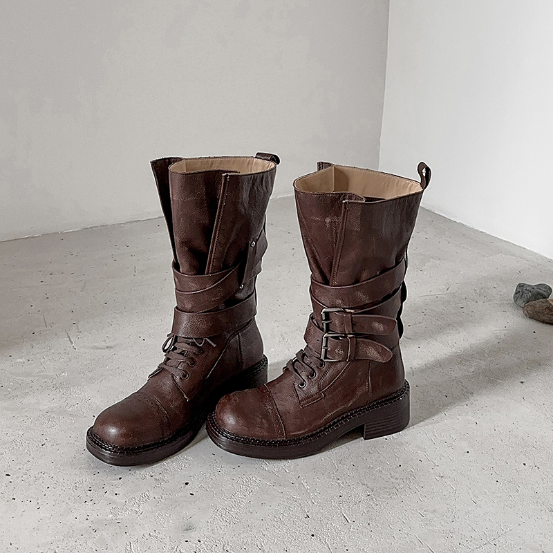 AIQINISHA Женские коричневые ботильоны на каблуке 3 см, цвет Brown — фото 4