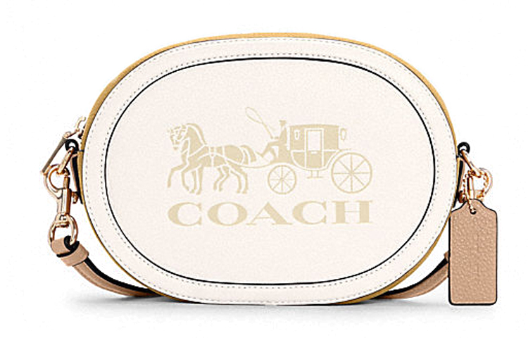 

COACH Кожаная сумка для фотоаппарата, наплечная сумка, маленькая женская сумка кросс-боди ecru