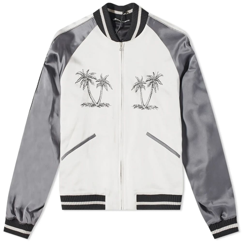 

Вышитая белая куртка-бомбер - застежка-молния Palm Angels