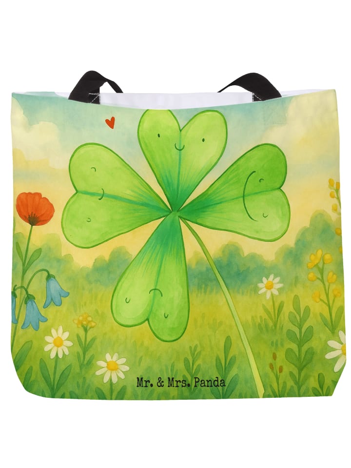 

Сумка-шоппер с рисунком цветов и клевера, без слогана, белого цвета Mr. & Mrs. Panda