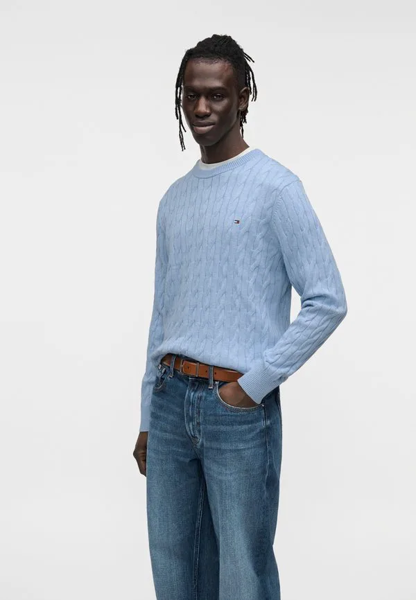 Свитер с вышивкой флага и косами Tommy Hilfiger, Vessel Blue Heather — фото 4