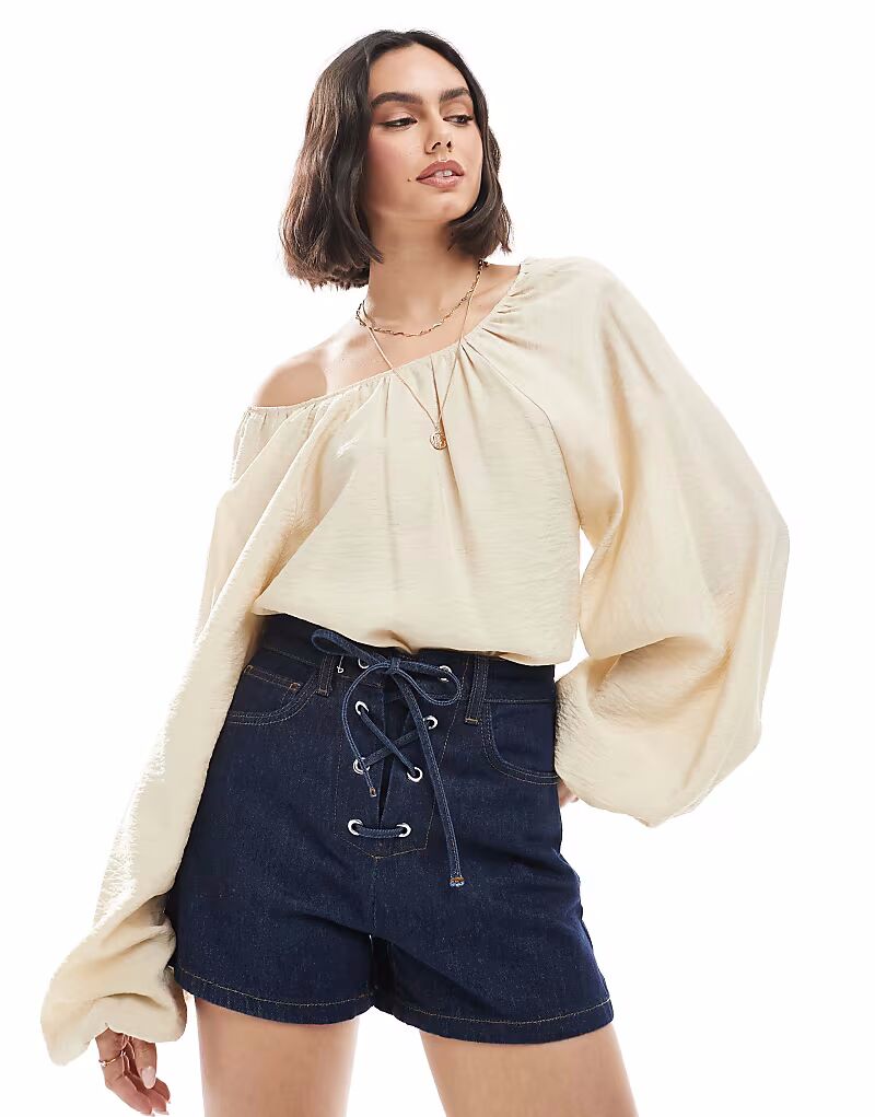 

Джинсовые шорты ASOS DESIGN цвета индиго с завязкой спереди