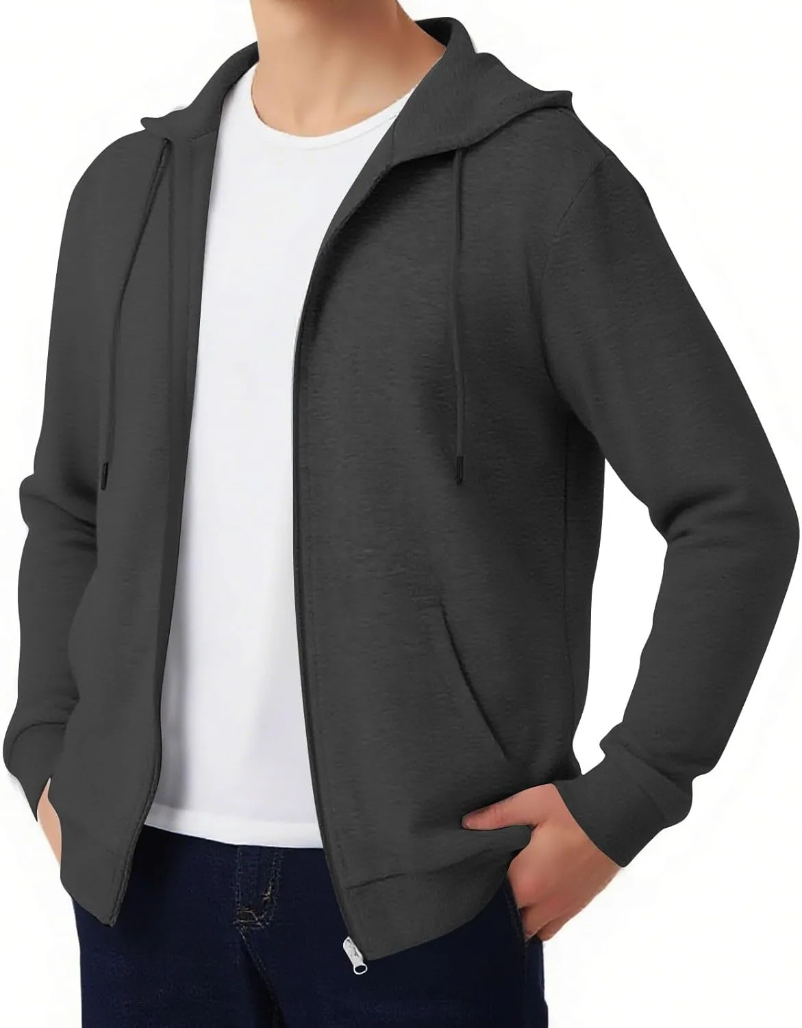 

Толстовка с капюшоном на молнии, оверсайз, однотонная