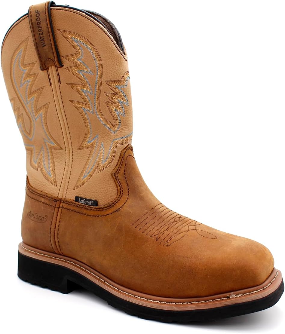 

Мужские ботинки Laforst с квадратным носком, водонепроницаемые, с прошивкой Goodyear и широкой колодкой, вестерн, светло-коричневый