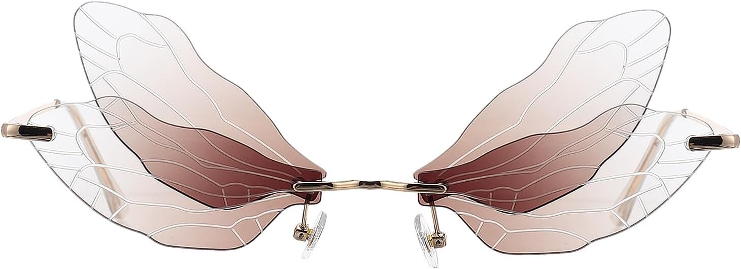 

Солнцезащитные очки LIFKOME Dragonfly Wing без оправы, неправильной формы, коричневого цвета, модные очки для женщин, защита от солнца и УФ-излучения для активного отдыха, Brown